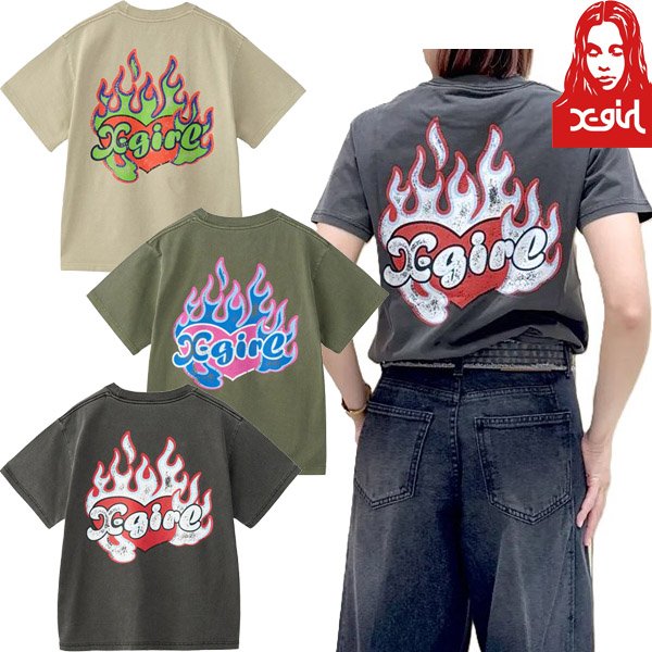 画像1: X-girl ( エックスガール ) - FIRE HEART LOGO S/S TEE (1)
