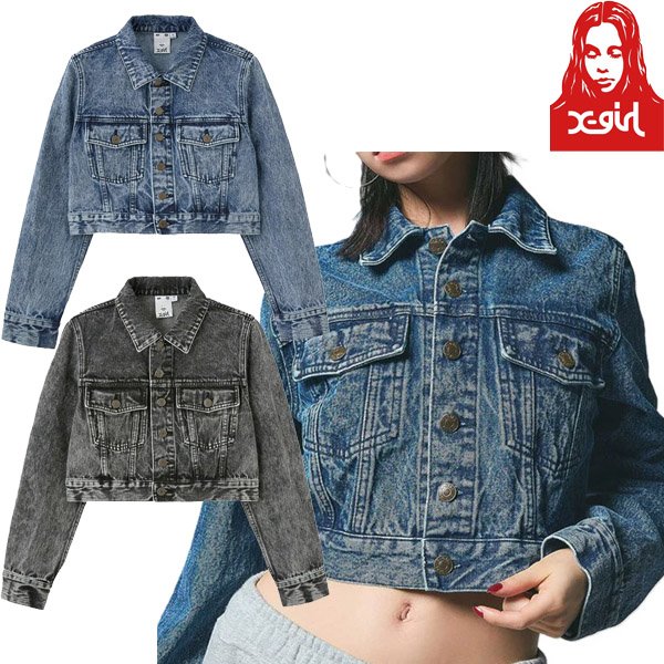 画像1: X-girl ( エックスガール ) - EMBOSSED DENIM JACKET (1)