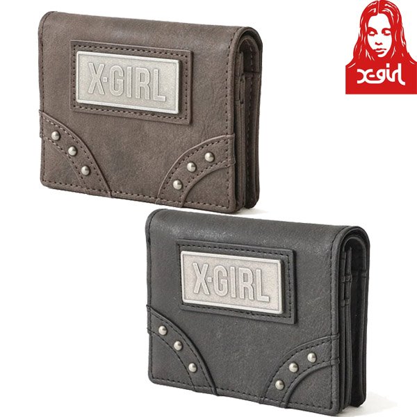 画像1: ☆予約商品☆ X-girl ( エックスガール ) - METAL LABEL FAUX LEATHER MINI WALLET (1)