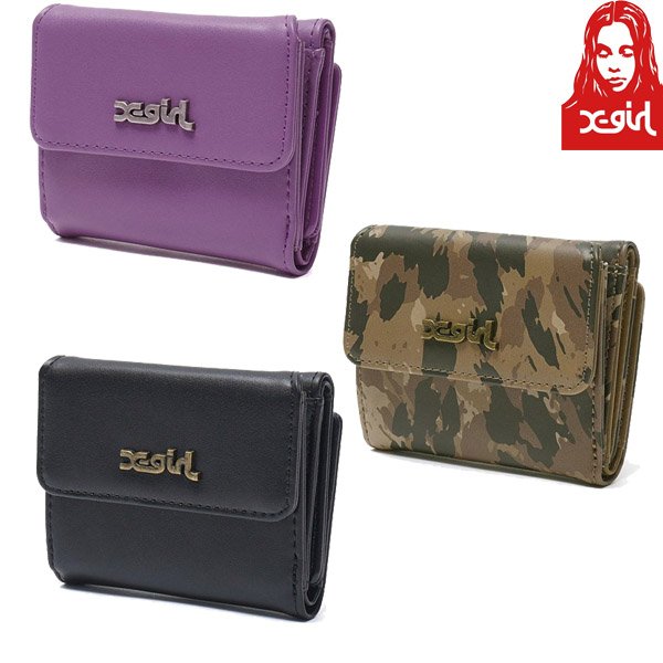 画像1: X-girl ( エックスガール ) - MILLS LOGO FAUX LEATHER MINI WALLET (1)