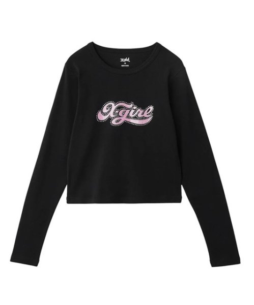 画像4: X-girl ( エックスガール ) - RHINESTONE AND GLITTER LOGO L/S BABY TEE (4)