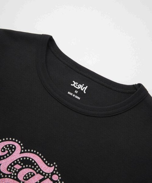 画像6: X-girl ( エックスガール ) - RHINESTONE AND GLITTER LOGO L/S BABY TEE (6)