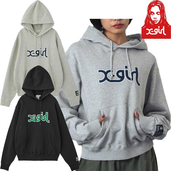 画像1: ☆予約☆ X-girl ( エックスガール ) - MILLS LOGO LAYERED PATCH SWEAT HOODIE (1)