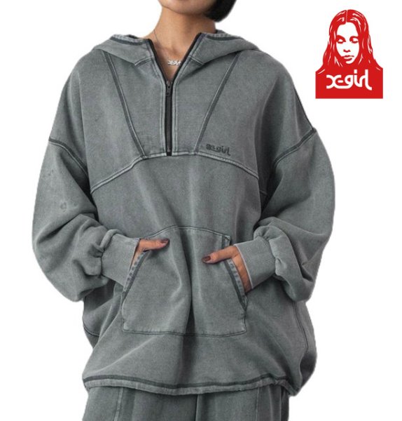 画像1: X-girl ( エックスガール ) - BLEACHED ANORAK SWEAT TOP (1)
