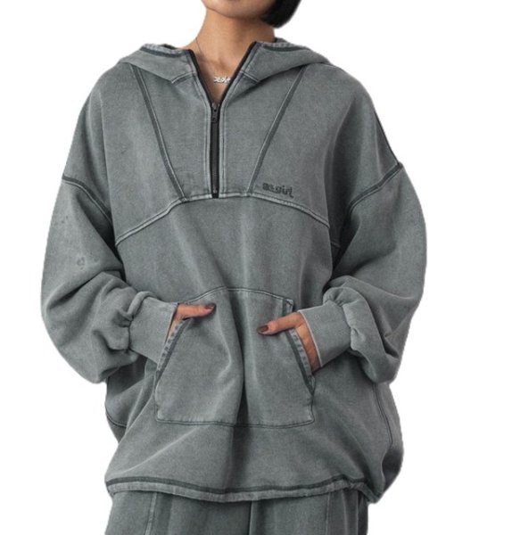 画像9: X-girl ( エックスガール ) - BLEACHED ANORAK SWEAT TOP (9)