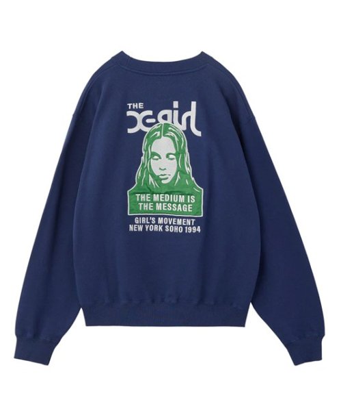 画像3: X-girl ( エックスガール ) - FACE PATCH AND LOGO CREWNECK SWEAT TOP (3)