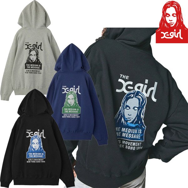 画像1: X-girl ( エックスガール ) - FACE PATCH AND LOGO ZIP UP SWEAT HOODIE (1)