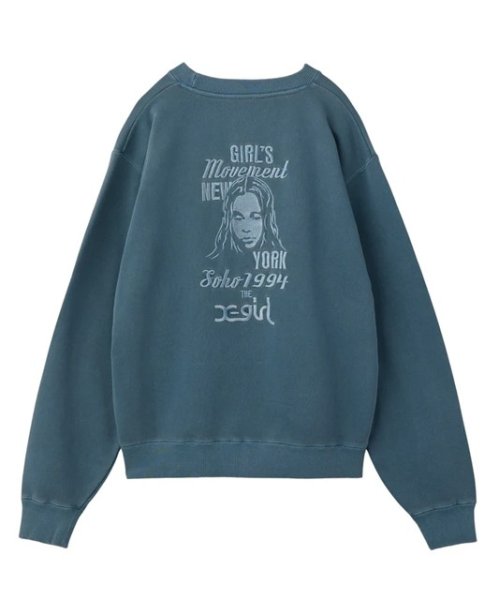 画像4: X-girl ( エックスガール ) - MIX LOGO & FACE FADED CREWNECK SWEAT TOP (4)