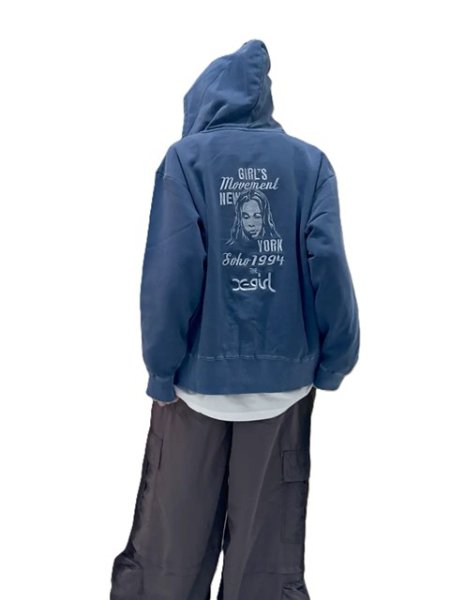 画像14: X-girl ( エックスガール ) - MIX LOGO & FACE FADED ZIP UP SWEAT HOODIE (14)