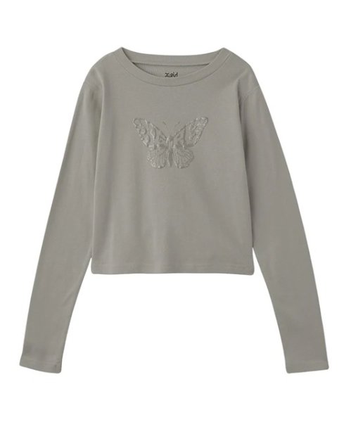 画像2: X-girl ( エックスガール ) - BUTTERFLY FOAM PRINT L/S BABY TEE (2)