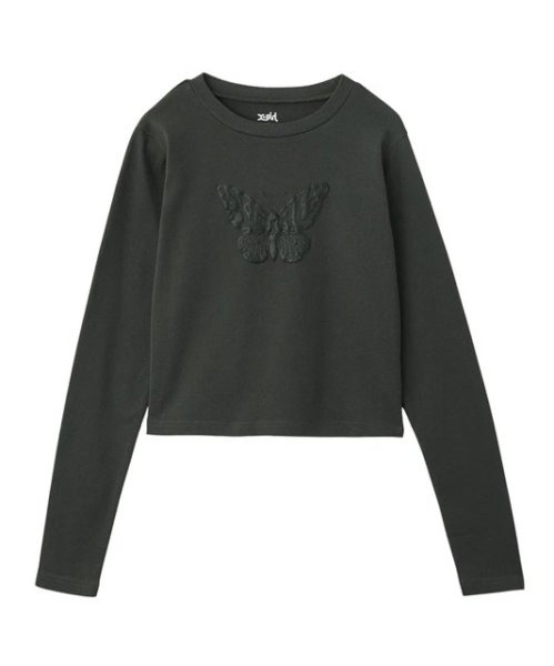 画像3: X-girl ( エックスガール ) - BUTTERFLY FOAM PRINT L/S BABY TEE (3)