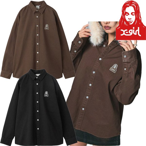 画像1: X-girl ( エックスガール ) - TONAL FACE L/S SHIRT (1)