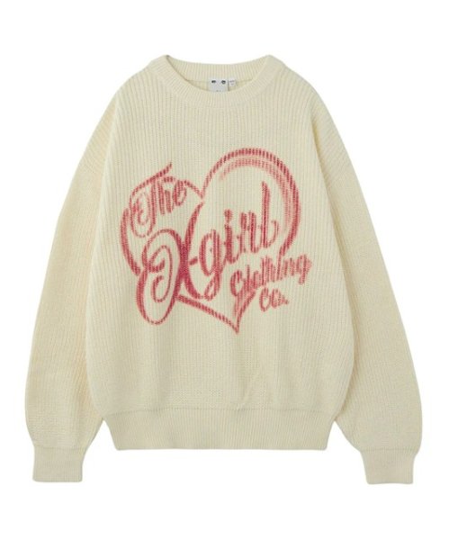 画像2: X-girl ( エックスガール ) - HEART SPRAY LOGO KNIT TOP (2)