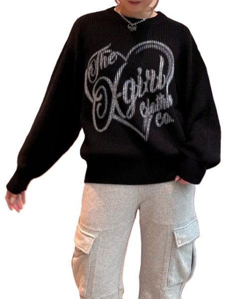画像10: X-girl ( エックスガール ) - HEART SPRAY LOGO KNIT TOP (10)