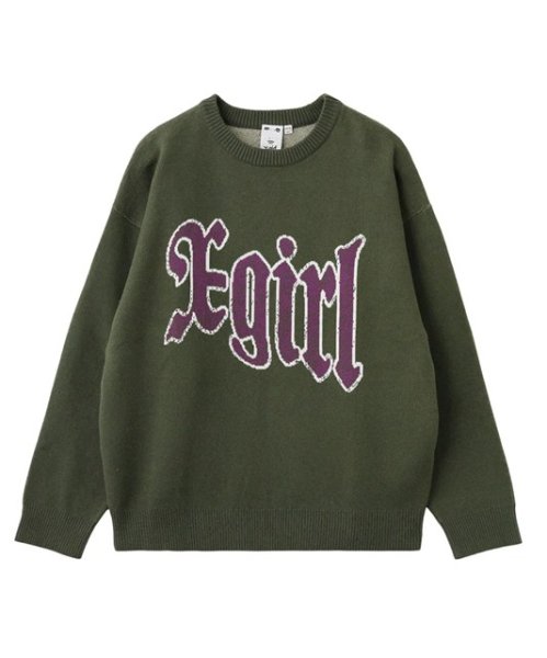 画像2: ☆予約☆ X-girl ( エックスガール ) - SCRATCHED LOGO JACQUARD KNIT TOP (2)