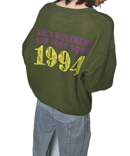 画像15: ☆予約☆ X-girl ( エックスガール ) - SCRATCHED LOGO JACQUARD KNIT TOP (15)