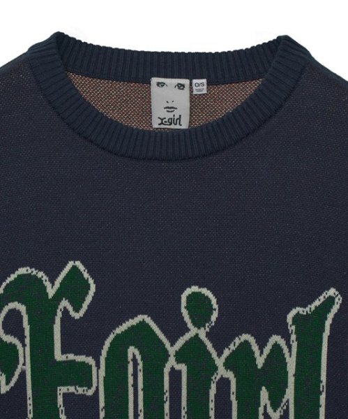 画像4: ☆予約☆ X-girl ( エックスガール ) - SCRATCHED LOGO JACQUARD KNIT TOP (4)