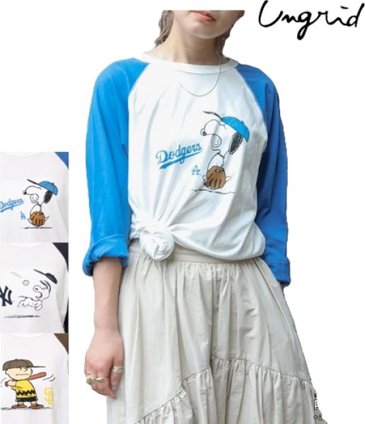 画像1: Ungrid (アングリッド ) -【MLB×PEANUTS】ラグランTee (1)