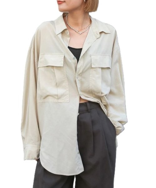 画像13: Ungrid (アングリッド ) - ポケットデザインルーズシャツ (13)