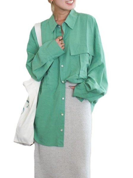 画像14: Ungrid (アングリッド ) - ポケットデザインルーズシャツ (14)