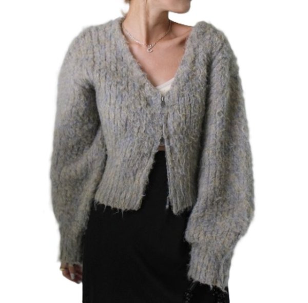 画像2: Ungrid (アングリッド ) - ダブルジップＶネックニットカーディガン (2)