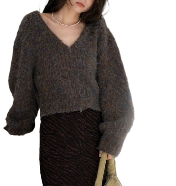 画像4: Ungrid (アングリッド ) - ダブルジップＶネックニットカーディガン (4)