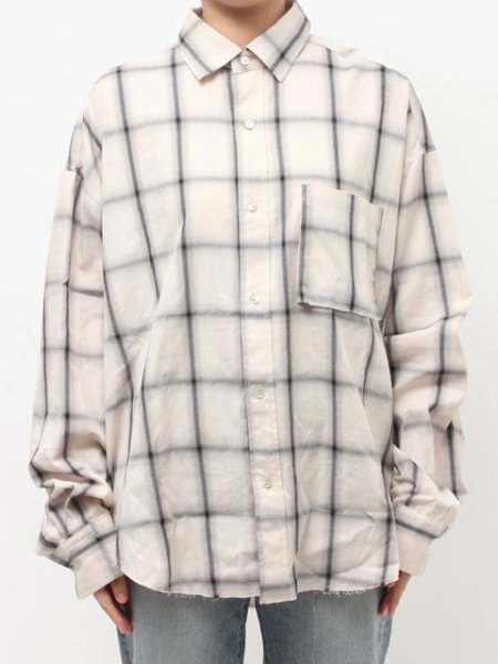 画像2: ☆予約☆ Ungrid (アングリッド ) - カットオフデザインチェックルーズシャツ (2)