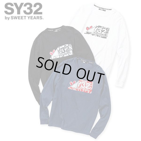 画像1: SY32 by SWEET YEARS (エスワイサーティトゥ) - HEART DRIP BOX LOGO L/S TEE (1)