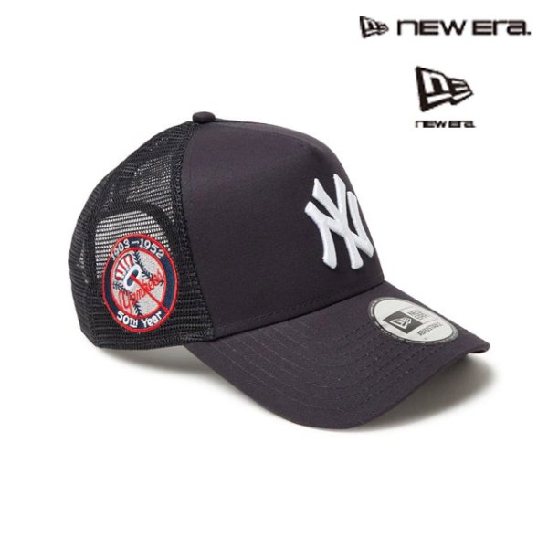 画像1: NEW ERA ( ニューエラ ) - 9FORTY A-Frame トラッカー MLB Side Patch ニューヨーク・ヤンキース ネイビー (1)
