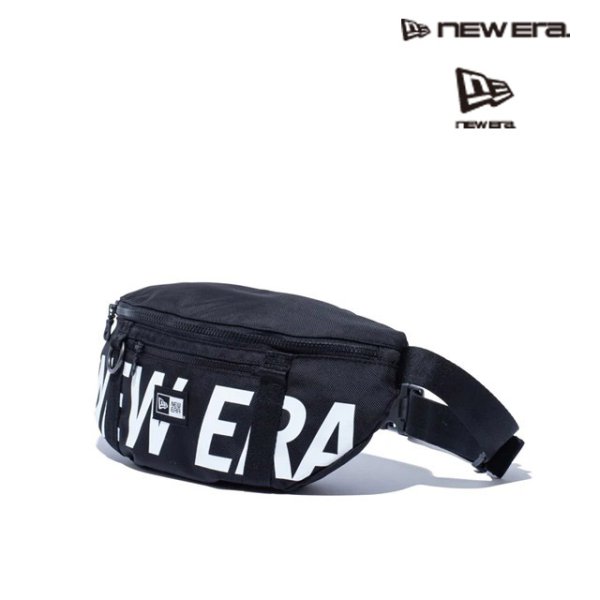 画像1: NEW ERA ( ニューエラ ) - ウエストバッグ 2L プリントロゴ ブラック × ホワイト (1)