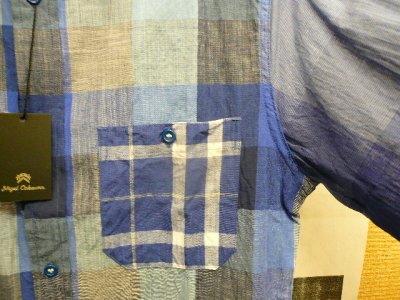 画像1: NIGEL CABOURN  （ ナイジェル・ケーボン ） - Nigel Cabourn - MADRAS CHECK MIX SHIRT  ブルー　