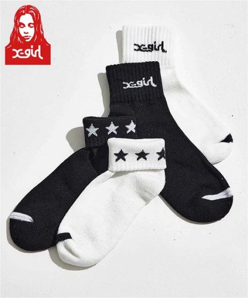 画像1: X-girl ( エックスガール ) - LOGO 2P SOCKS (1)