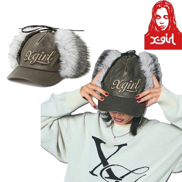 画像1: X-girl ( エックスガール ) - EMBOSSED LOGO PATCH EARFLAP CAP (1)