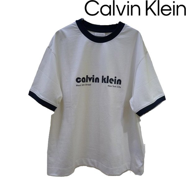 画像1: CALVIN KLEIN JEANS (カルバンクラインジーンズ) - Tシャツ - ショートスリーブリンガーTシャツ [MINGYU / ミンギュ着用商品 (1)