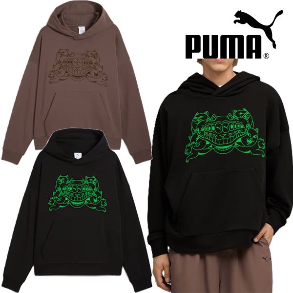 画像1: PUMA (プーマ) - ユニセックス PUMA x RIPNDIP ボクシー グラフィック フーディ (1)