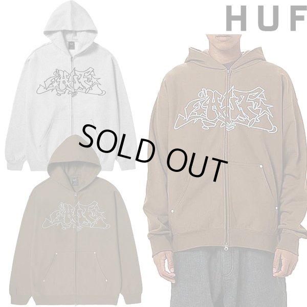 画像1: HUF ( ハフ ) - OUTLINES HEAVY WEIGHT FULL ZIP FLEECE (1)