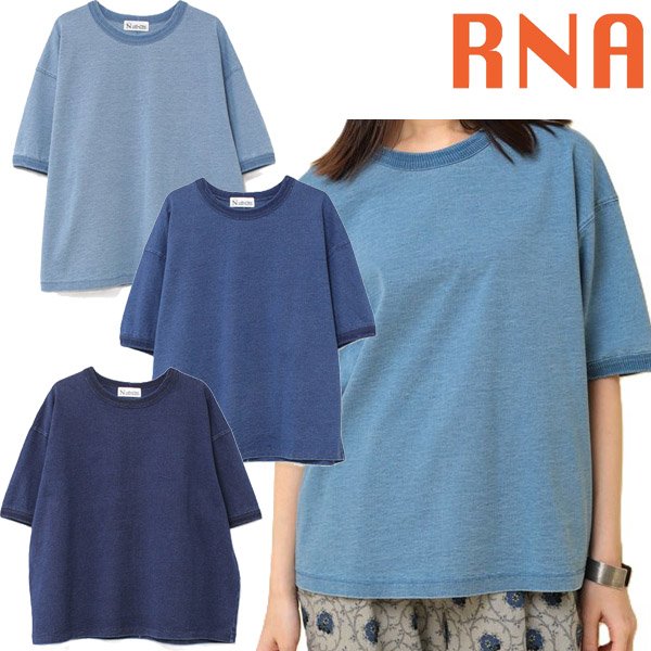 画像1: RNA ( アールエヌエー ) - インディゴ天竺半袖Ｔ (1)