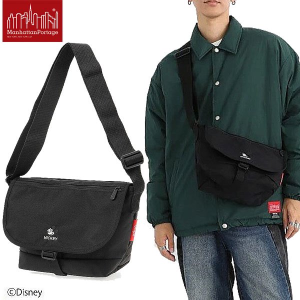 画像1: Manhattan Portage (マンハッタンポーテージ) - Nylon Messenger Bag JR Flap Zipper Pocket 24 / Mickey (1)