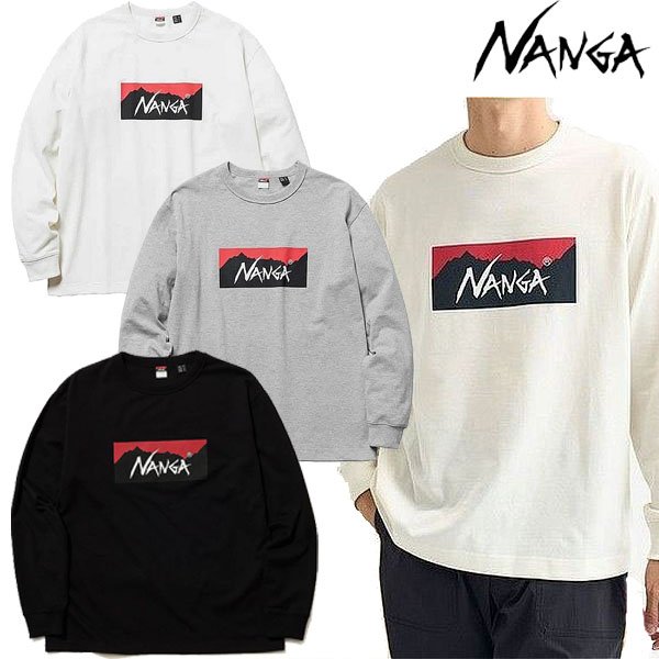 画像1: NANGA ( ナンガ ) - ECO HYBRID BOX LOGO L/S TEE / エコハイブリッド ボックスロゴ ロングスリーブティー (1)