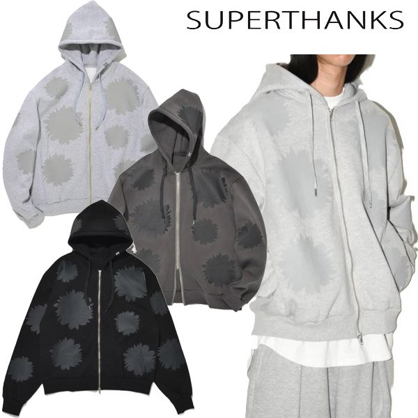 画像1: SUPERTHANKS (スーパーサンクス) - Flower sweat zip-hoodie (1)