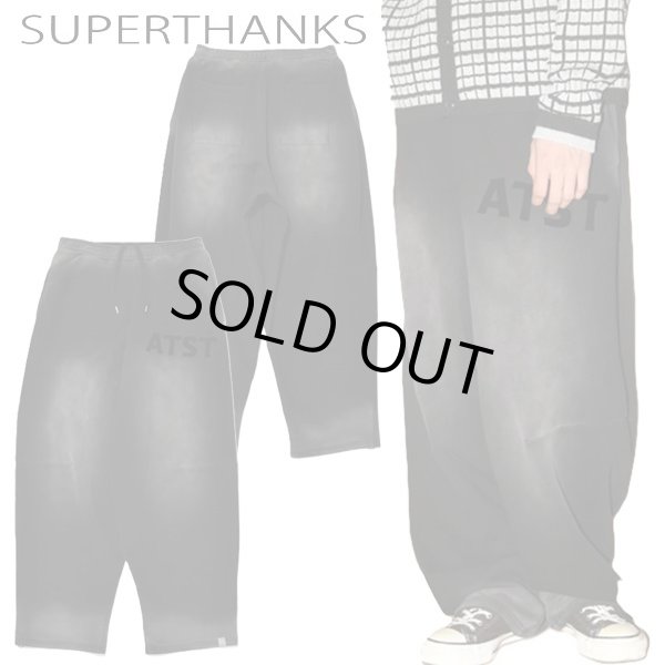 画像1: SUPERTHANKS (スーパーサンクス) - Sun faded Flocky print Sweat Side-tuck Wide Pants (1)