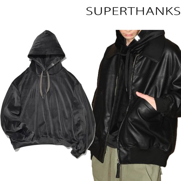 画像1: SUPERTHANKS (スーパーサンクス) - Velour Short Hoodie  (1)
