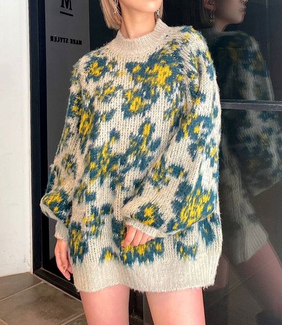 GYDA ( ジェイダ ) - MOSAIC FLOWER PATTERN ニットトップス - FAITHWEB