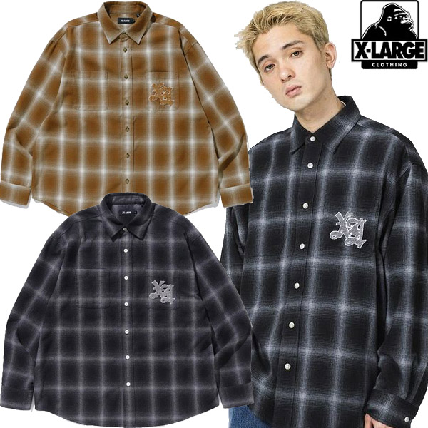 プレゼント サプライズ XLARGE PATCHED FLANNEL SHIRT ネルシャツ