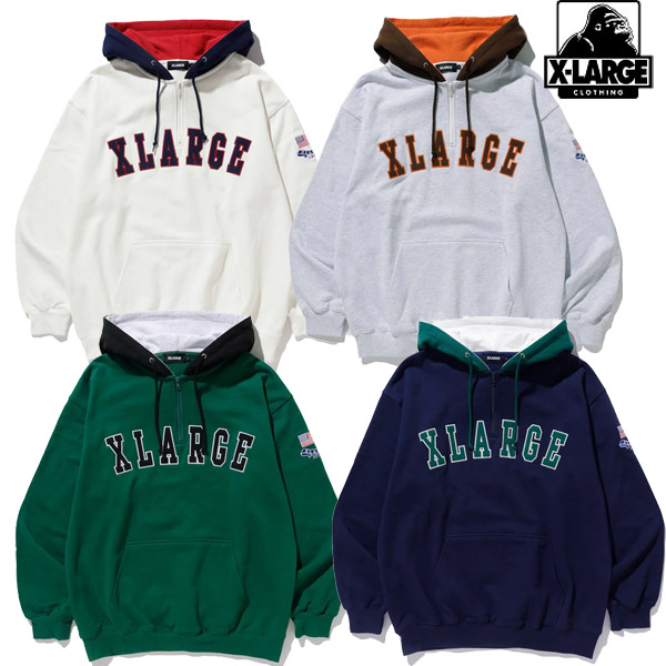 XLARGE ( エクストララージ ) - CONTRAST COLOR HALF ZIP HOODED SWEAT