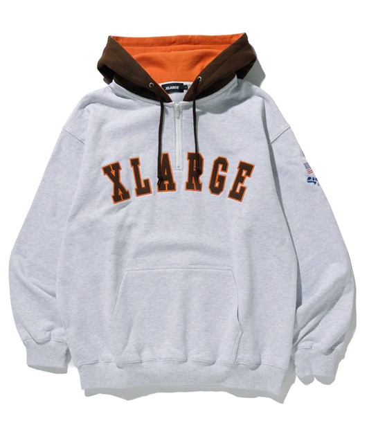 XLARGE ( エクストララージ ) - CONTRAST COLOR HALF ZIP HOODED SWEAT