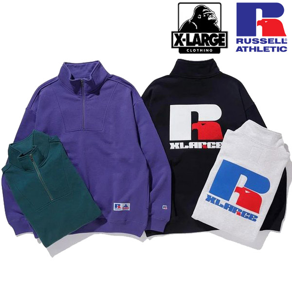 XLARGE ( エクストララージ ) - XLARGE × RUSSELL HALF ZIP SWEAT