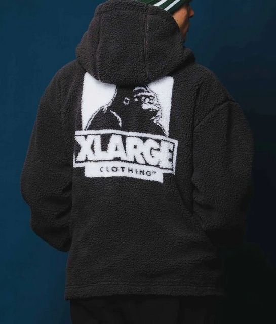 XLARGE】エクストララージ ボアフリース フーディ バックロゴ OGゴリラ-