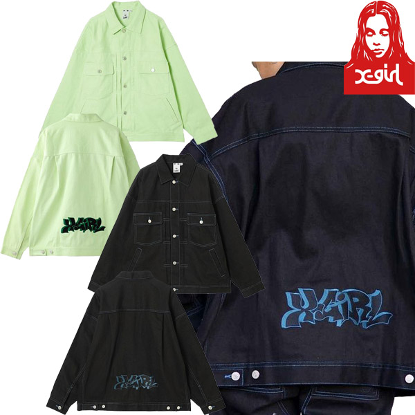 X-girl ( エックスガール ) - GRAFFITI LOGO EMBROIDERY JACKET - FAITHWEB