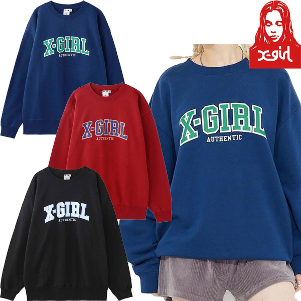 X-girl ( エックスガール ) - COLLEGE LOGO CREW SWEAT TOP - FAITHWEB